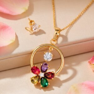 Multi Colour Flower Sphere Pendant Set
