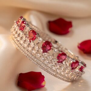 Divine Dream Wine Red Bracelet- Platinum Finish