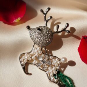 Halo Reindeer Brooch Pin Party wear