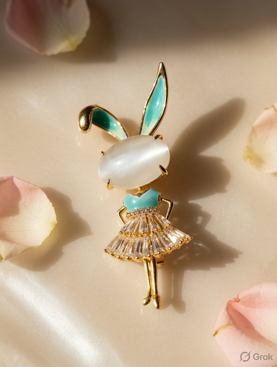 Graceful Doll CZ Brooch
