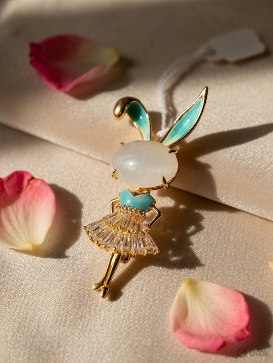 Graceful Doll CZ Brooch - Image 2