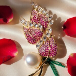 Fairy Leaf Ruby Nano Setting Brooch Pin Party wear