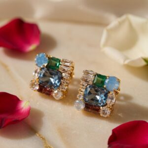 Designer Smoky Crystal Stud Earrings