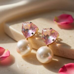 Pearl Love Rainbow Pink Earrings