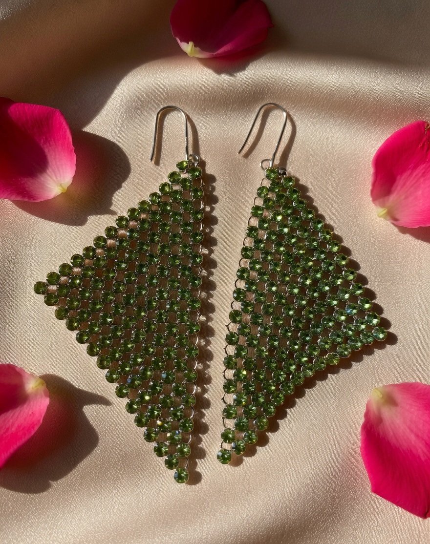 Peridot Green Diva Statement Earrings