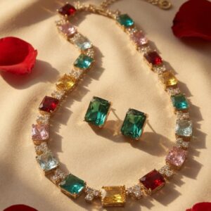 Luxurious Solitaire Minimal Look Choker Line Set