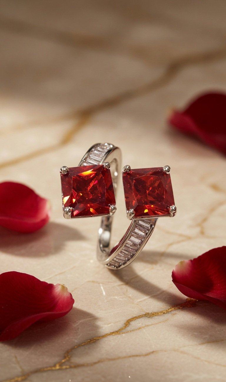Adjustable Designer Ruby Pink Statement Ring for Party Wear