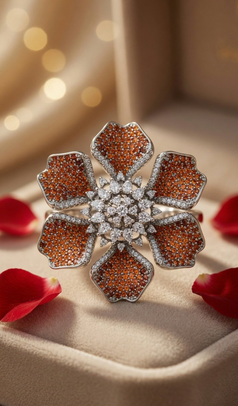 Sienna Luxe Ember Statement Ring-Platinum Finish - Image 2