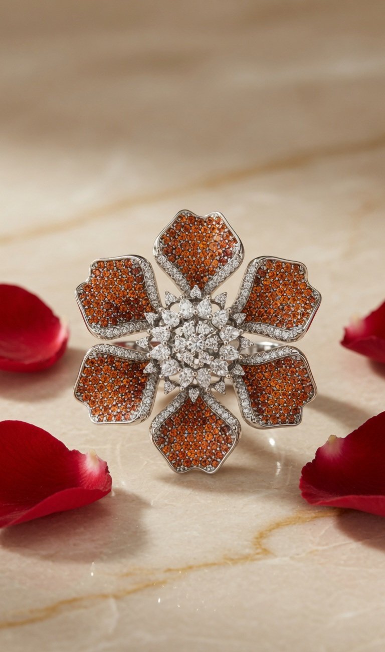 Sienna Luxe Ember Statement Ring-Platinum Finish