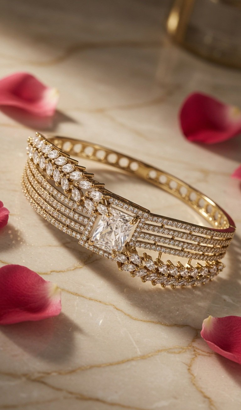 Angelic Solitaire Diamond Look Bracelet- Antique Finish