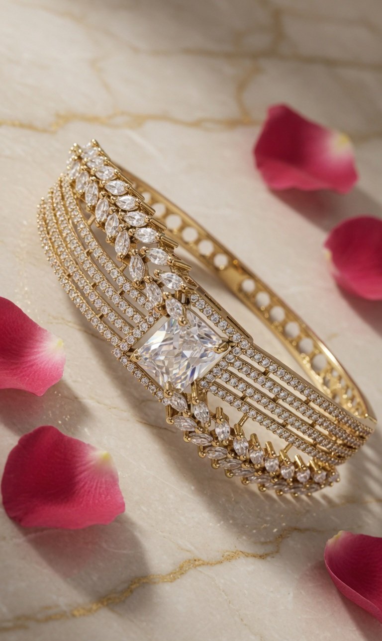 Angelic Solitaire Diamond Look Bracelet- Antique Finish - Image 3