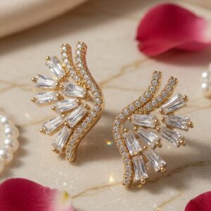 The Valkyrie Baguette Wing Studs-Gold Finish