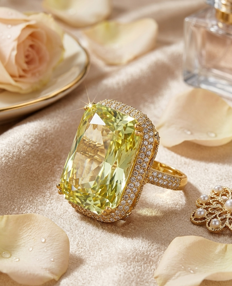 Aurelia Cushion-Cut Yellow Citrine Cocktail Ring-Gold Finish