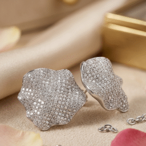 The Aurelia Luminary Petal Diamond-Style Studs-Platinum Finish