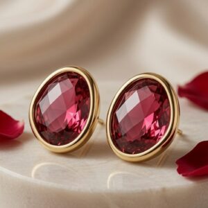 The Sienna Bezel-Set Tourmaline Studs-Gold Finish