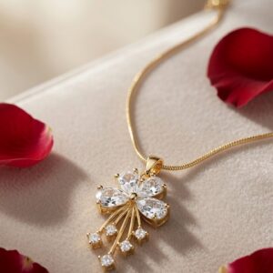 The Stella Pavè Starburst Cascade Pendant Chain-Gold Finish