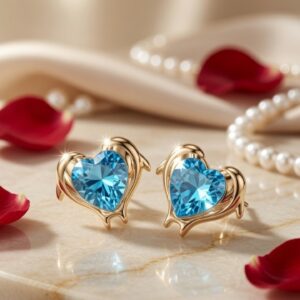 Heart Cover Aqua Blue Studs
