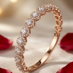 Eternal Radiance Round-Cut Halo Kada Bracelet-Gold Finish