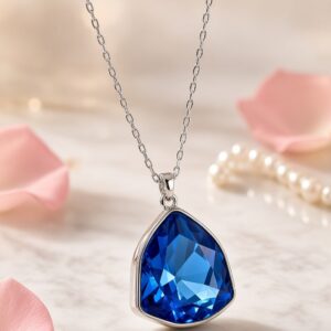 The Sovereign Sapphire blue Trillion Cut Pendant-Platinum Finish