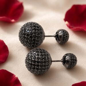 The Cosmos Double-Sided Sphere Studs-Black Rhodium Finish