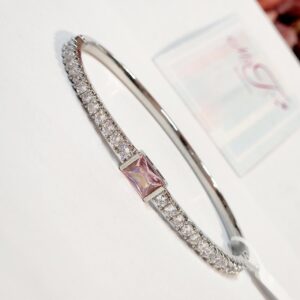 Minimal Luxury Blush Pink Platinum Finish Bracelet