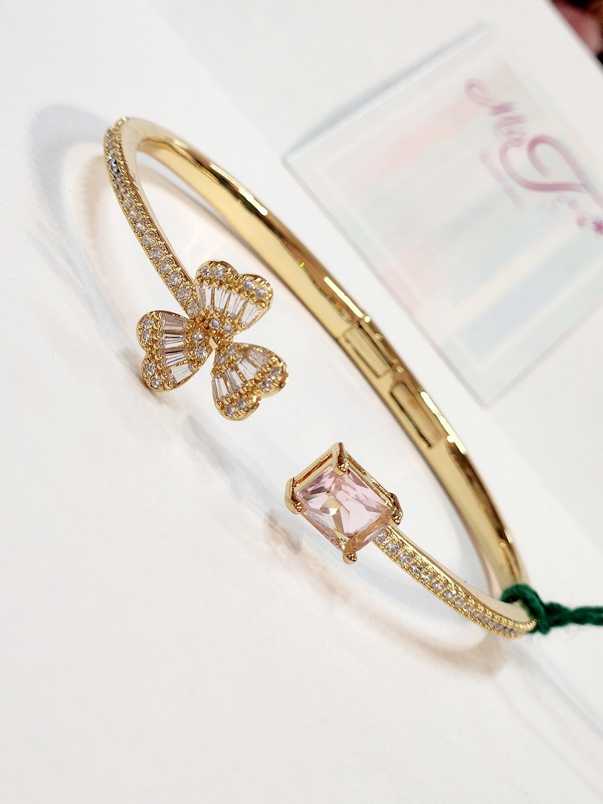 Exclusive Blush Pink Golden Finish Front Openable Bracelet