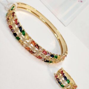 Signature Spark Multi Bracelet Golden Finish combo with Ring