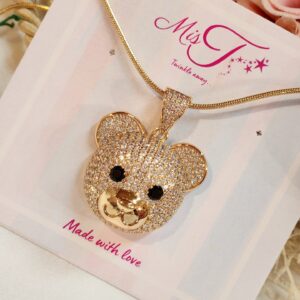 Teddy Face Gilded Brass Pendant set