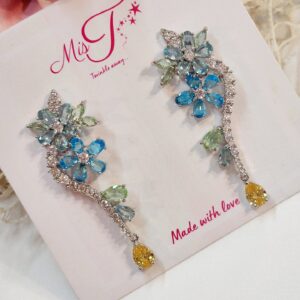 Azure Bloom Vine Climber Earrings