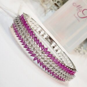 Sharp Shimmer Matte Ruby Bracelet- Platinum Finish