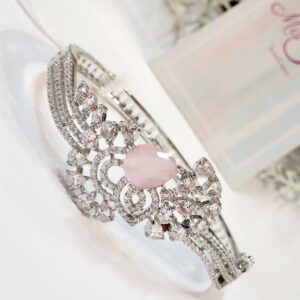 Radiant Rays Pastel Pink Bracelet- Platinum Finish