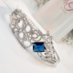 Twinkle Trail Sapphire Blue Bracelet- Platinum Finish