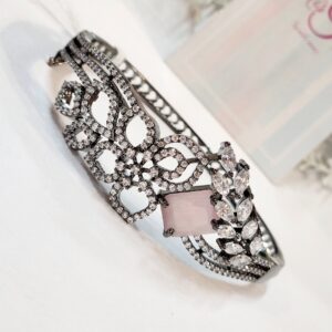 Twinkle Trail Pastel Pink Bracelet- Black Rhodium Finish