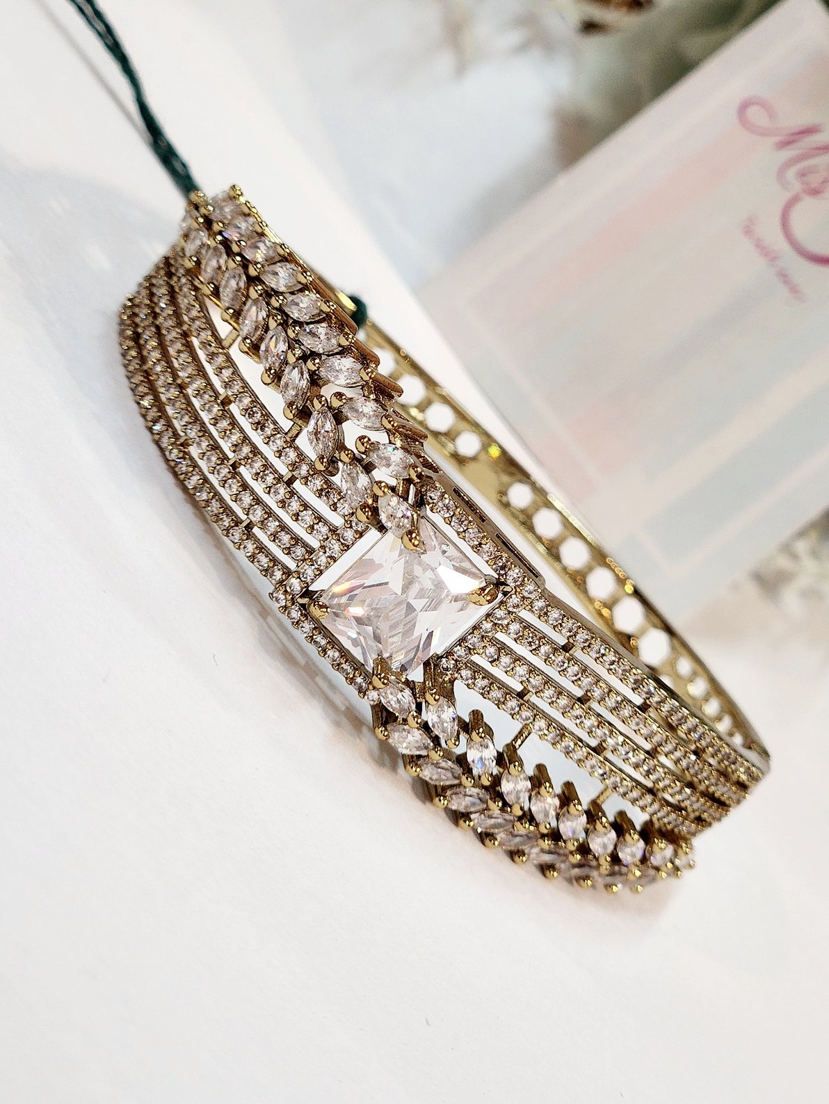 Angelic Solitaire Diamond Look Bracelet- Antique Finish - Image 2