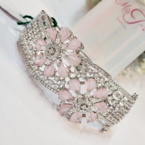 Flower Frenzy Pastel Pink Bracelet- Platinum Finish