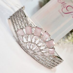 Noor Luxe Blush Pink kada - Platinum Finish
