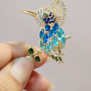 Azure Bird CZ Brooch