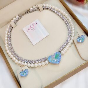 Heart Brilliance Luxury Pearl Love Choker Necklace set