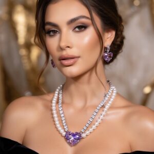 Amethyst Pearl Elegance Necklace Set