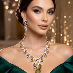 Olive Green Panther Neck Set