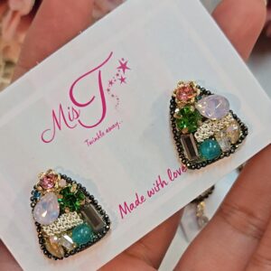 Vintage Multicolor Crystal Stud Earrings