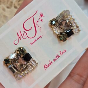 Designer Smoky Crystal Stud Earrings