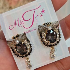 Vintage Smoky Crystal Bow Earrings