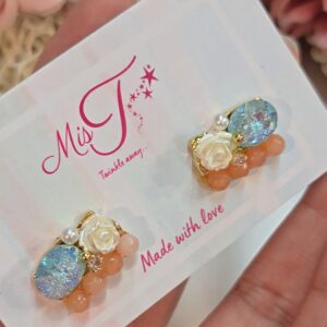 Peach Blossom Crystal Stud Earrings