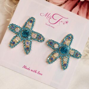 Aqua Blue Starfish Studs