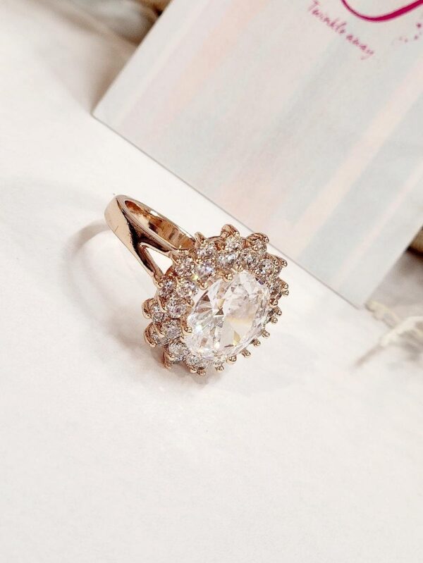 Glittering Gold Solitaire Ring (Size 6) - Image 2