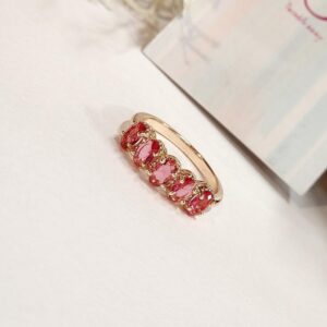 Wine Red Oval Solitaire Band Ring (size 6,size 7)