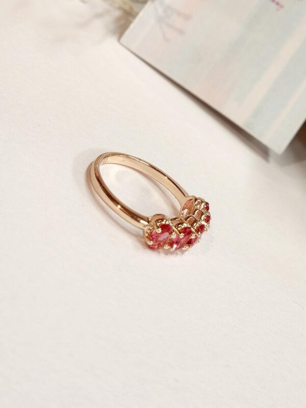 Wine Red Oval Solitaire Band Ring (size 6,size 7) - Image 2