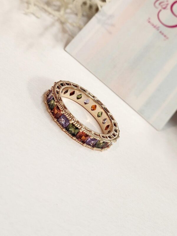 Multi Colour Sleek Band Ring (size 7,size 8)