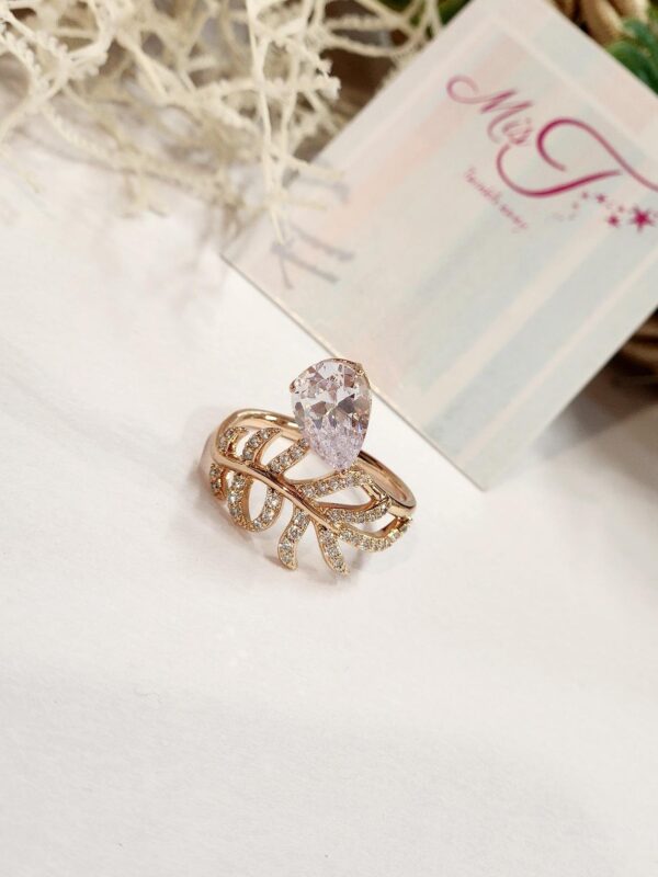 Feather Pear Ring (size 8)